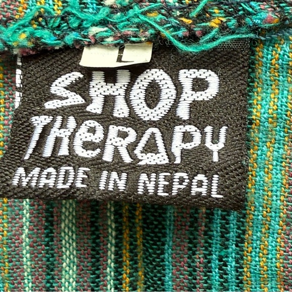 SHOP Therapy Mens Striped toggle, button Hoodie, Shirt L Grunge, Goth Streetwear - Picture 7 of 9